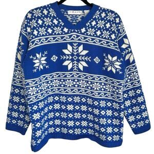 VTG Chaus Snowflake Fair Isle Sweater Nordic Womens Large‎ Christmas Ski Winter